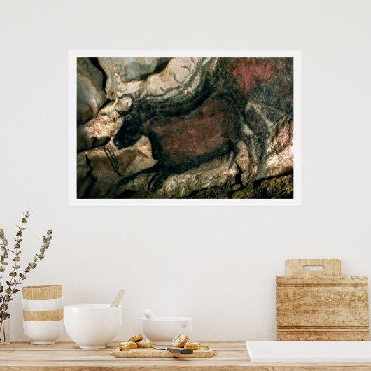 Poster Peinture rocheuse d'un taureau noir, c.17000 av. J (Cuisine)