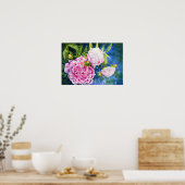 Poster Peinture rose blanc | romantique floral (Cuisine)