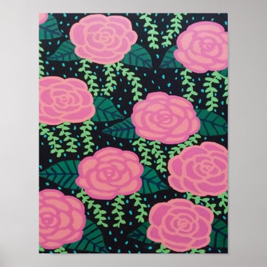 Poster Peinture Rose de chou rose (Devant)
