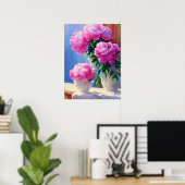 Poster Peinture rose Peony, Peonies Flower Wall Art (Bureau à domicile)