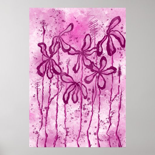 Poster Peinture rose Splatter & Lys (Devant)