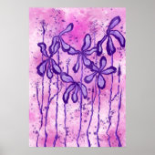 Poster Peinture rose / violet Splatter & Lys (Devant)