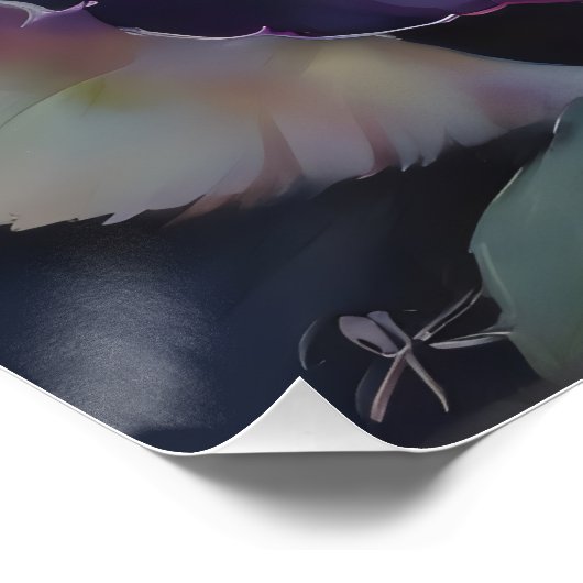 Poster Peinture Rose violet vive (Coin)