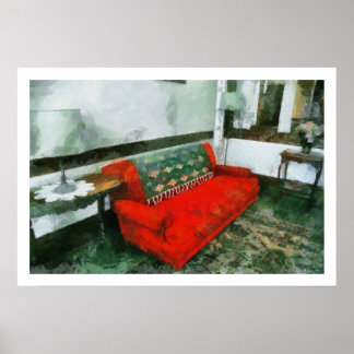 Poster Peinture rouge de divan sur la toile