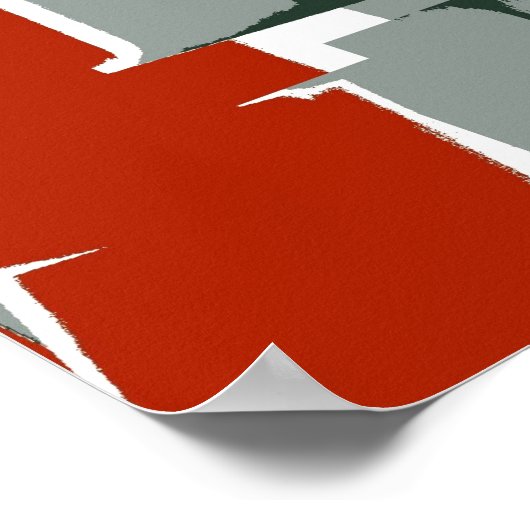 Poster Peinture rouge noir Retro Art Abstrait (Coin)