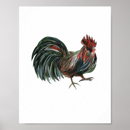 Poster Peinture rouge Rooster Art Décor Agritouriste Impr (Devant)