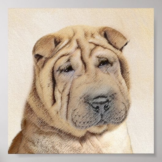 Poster Peinture Shar Pei - Cute Original Chien Art (Devant)