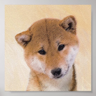Poster Peinture Shiba Inu (Rouge) - Art Chien original