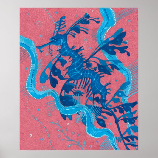 Poster Peinture sous-marine de poisson hippocampe dragon  (Devant)