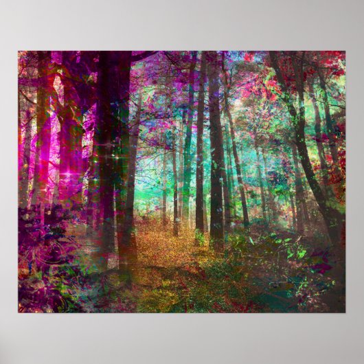 Poster Peinture sur la forêt d'Imaginaire d'un chemin d'o (Devant)