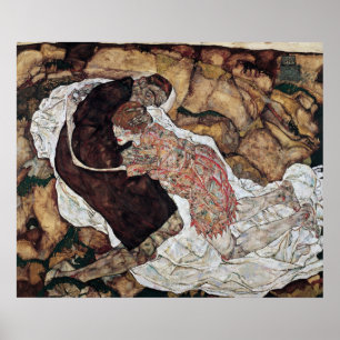 Poster peinture sur la mort et la fille par Egon Schiele