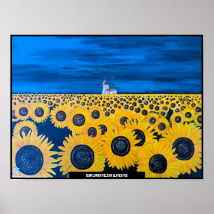 Poster Peinture sur le terrain de tournesol par Alfred Fo