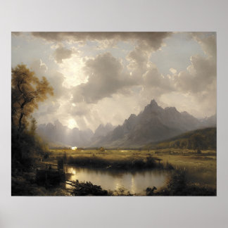 Poster Peinture sur neige au lac - Art vintage