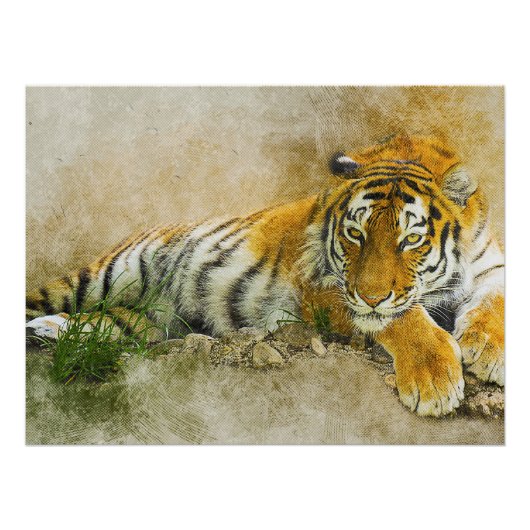 Poster Peinture sur tigre (Devant)