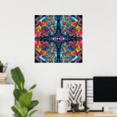 Poster Peinture torsadée et trippée bleu (Bureau à domicile)