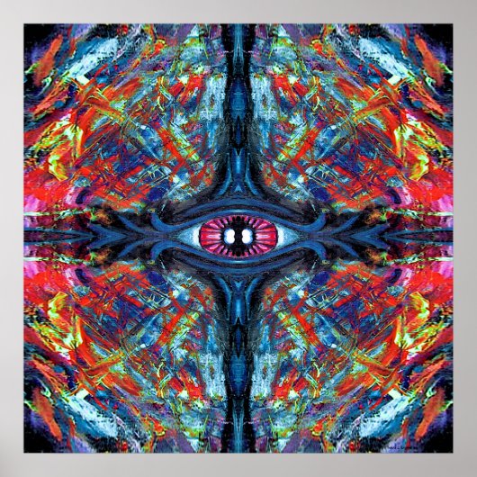 Poster Peinture torsadée et trippée bleu (Devant)