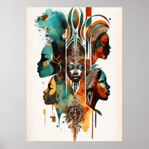Poster Peinture Tribale Africaine, Art Contemporain