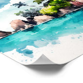 Poster Peinture tropicale des îles Seychelles (Coin)