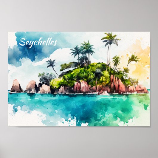 Poster Peinture tropicale des îles Seychelles (Devant)