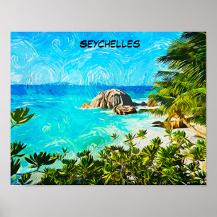 Poster Peinture tropicale des Seychelles – Île vibrante 