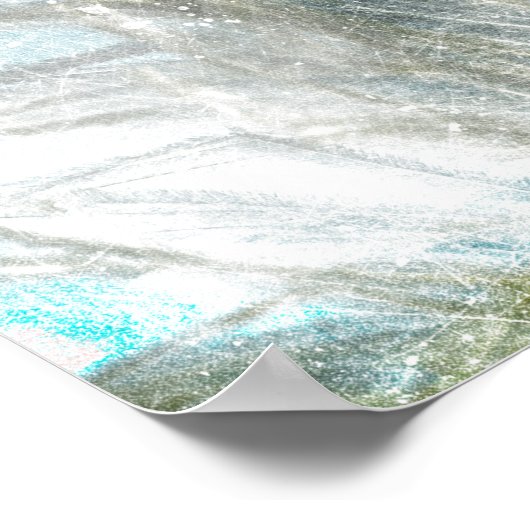 Poster Peinture Turquoise et blanche Abstraite (Coin)