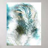 Poster Peinture Turquoise et blanche Abstraite (Devant)
