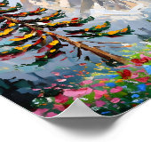 Poster Peinture vibre Montagne Fleur sauvage Art Cabine (Coin)