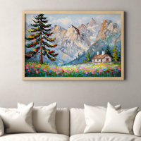 Peinture vibre Montagne Fleur sauvage Art Cabine