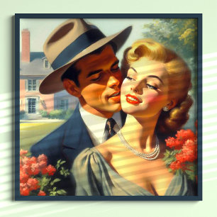 Poster Peinture vintage à l'huile de couple