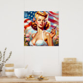 Poster Peinture vintage américaine pour filles (Cuisine)