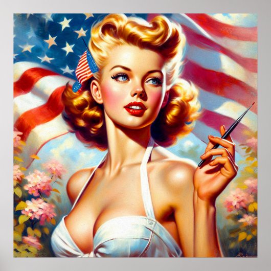 Poster Peinture vintage américaine pour filles (Devant)