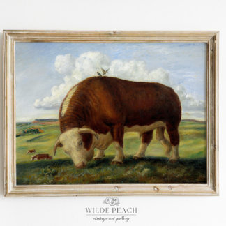 Poster Peinture Vintage de bétail de l'Ouest