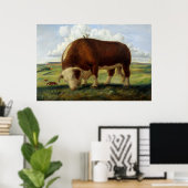 Poster Peinture Vintage de bétail de l'Ouest (Bureau à domicile)