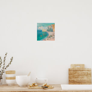 Poster Peinture vintage de bord de mer (esthétique de pla