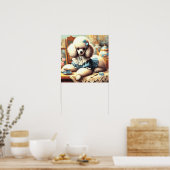 Poster Peinture vintage de caniche (Cuisine)