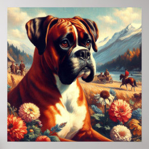 Poster Peinture vintage de chien de boîte