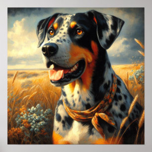 Poster Peinture vintage de chien léopard Catahoula