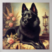 Poster Peinture vintage de Chien Schipperke (Devant)