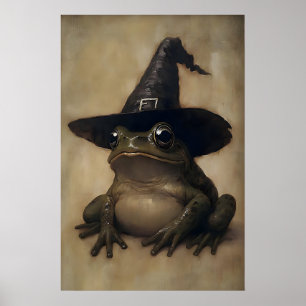 Poster Peinture vintage de grenouille sorcière d'Hallowee