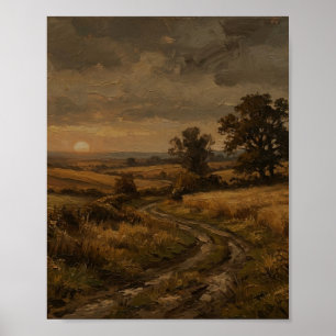 Poster Peinture vintage de la piste de la ferme de Misty