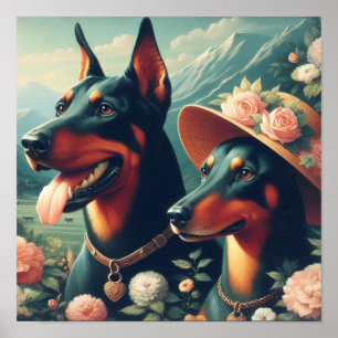Poster Peinture vintage Doberman