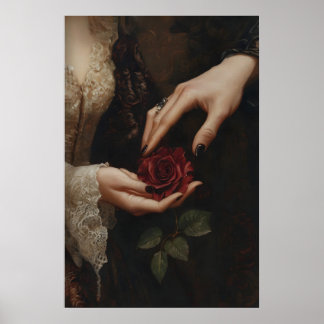Poster Peinture vintage victorienne de roses pour la Sain