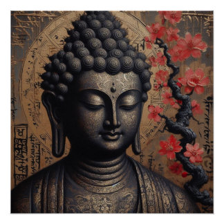 POSTER PEINTURE VISAGE BUDDHA #14