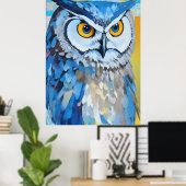 Poster Peintures de portraits de hibou bleu (Bureau à domicile)