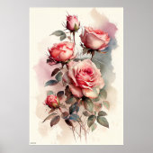 Poster peintures murales roses générées par ai style vint (Devant)