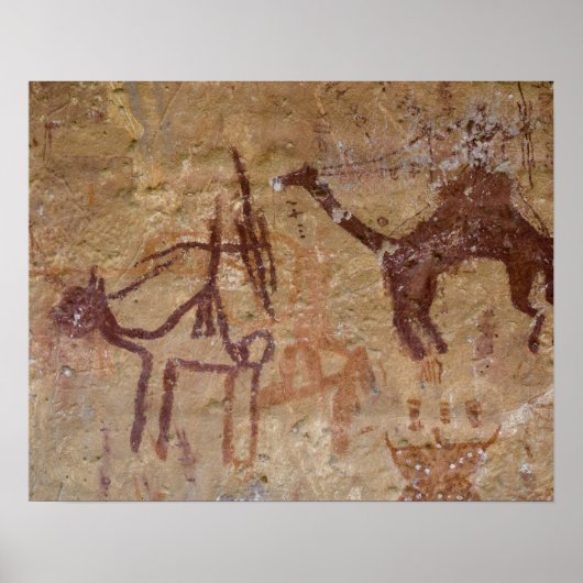 Poster Peintures rupestres préhistoriques avec des chamea (Devant)