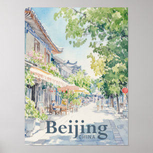 Poster Pékin Chine Aquarelle Peinture Voyage