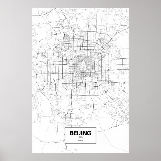 Poster Pékin, Chine (noir sur blanc) (Devant)