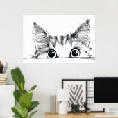 Poster Pékin dessin de la ligne de chat (Bureau à domicile)