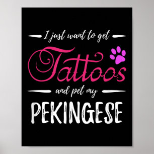 Poster Pekingese Amoureux des chiens Tattoo Funny Chien M